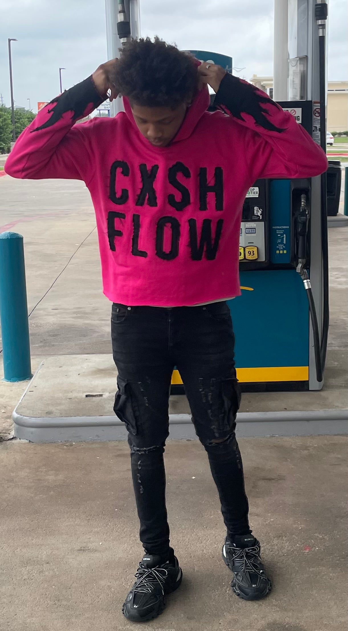 pink black cxshflow hoodie